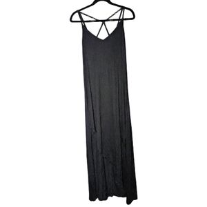 TOTO Collection Black Super Lightweight Asymmetrical Slit Maxi Dress 3XL NWOT